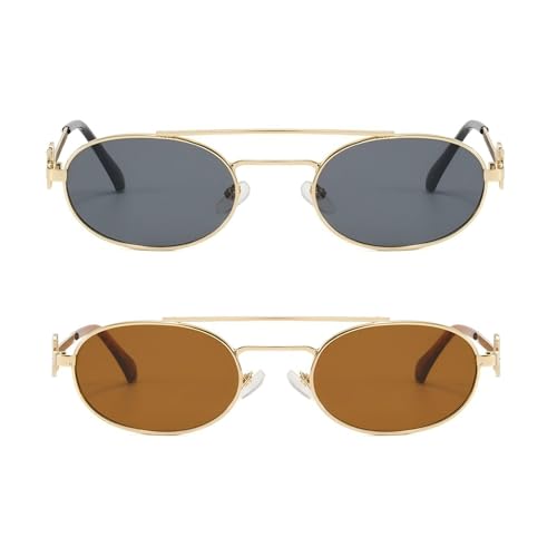 Vintage Retro Oval Sunglasses for Women 90s Y2K Trendy Sun Glasses Sunnies Sunnies