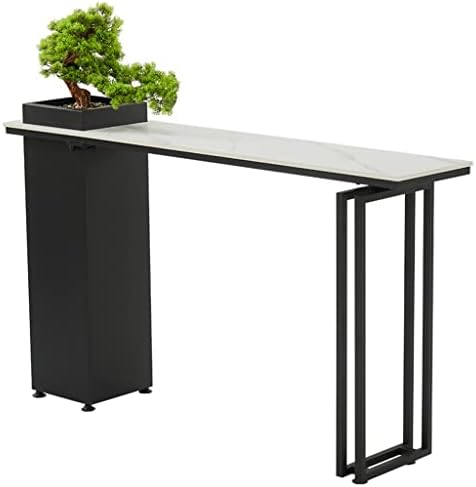 Long Square Metal Frame Console Table with Shelf, Modern Living Sofa Side Table, Iron Frame Support, Accent Table for Living Room, Hallway (Color : Black, Size : 160 * 30 * 85cm)