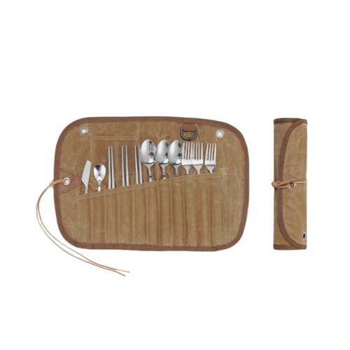 SIzlaho 3人用カトラリーセット キャンプ用カトラリー収納 アウトドア用品 ステンレス バーベキュー 子供 大人 家族 グループ 一人キャンプ カトラリー収納バッグ バーベキュー カジュアル 軽量 折りたたみ 調理器具 持ち運び キャンプ 料理 箸