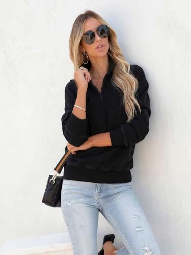 Dressmine Womens Quarter Zip Pullover Casual Long Sleeve Shirts Half Zip Sweatshirt Trendy Clothes4