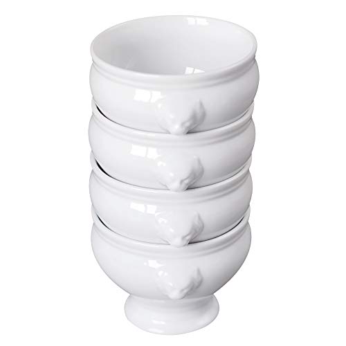 Image of Cinf 12 oz Lion Head Ceramic Soup Bowls Set of 4, Porcelain Bowls | Elegant lion head ceramic bowls with 12 oz capacity, microwave safe for soup, cereal, fruit, desserts and everyday dining