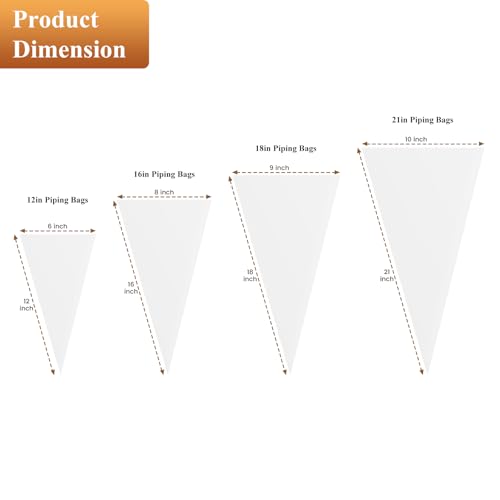 100pcs Disposable Piping Bags, 16/18/21 Inch - Anti Burst Icing Bags for Cakes & Cookies Decoration