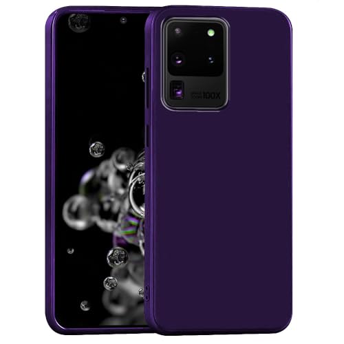 Image of Back Cover | Full Camera Protection | Premium Liquid Silicon Case | Flexible Bumper Case for Samsung Galaxy S20 Ultra 4G / S20 Ultra 5G (Dark Purple)