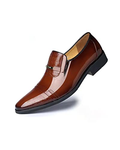Zapatos mocasines de cuero para caballero con diseño puntiagudo de vestir