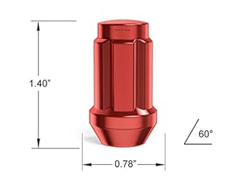 ゆゅ　chan 20pcs Red Spline Drive Lug Nuts - 12x1.5 Threads - 1.4 inch