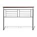 Fashion Bed Group Fontane Metal Headboard with Geometric Panel and Rounded Cherry Top Rail, Silver Finish, Queen