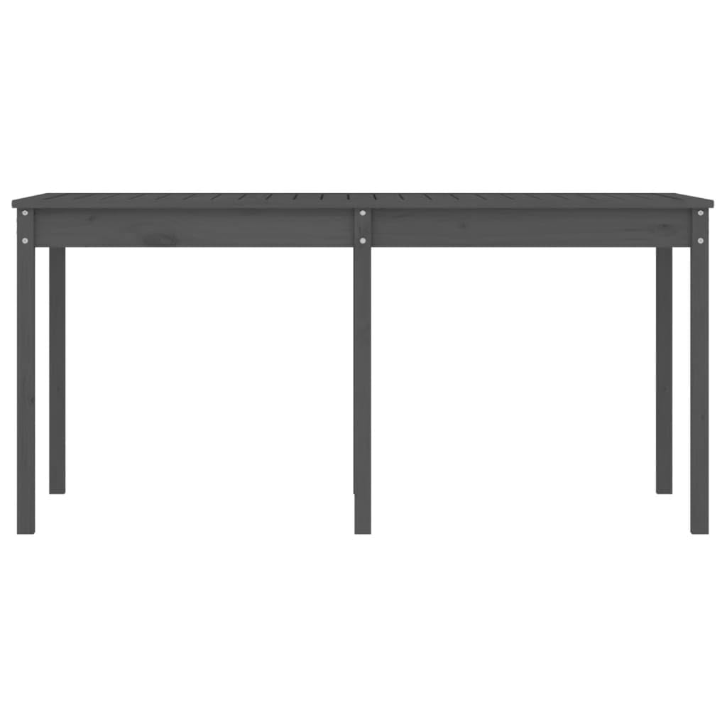 Stół ogrodowy z litego drewna sosnowego, szary, 159,5 x 82,5 x 76 cm, stół do użytku na zewnątrz, na taras, balkon, do ogrodu, stabilna rama z wytrzymałym blatem, klasyczny stół drewniany do