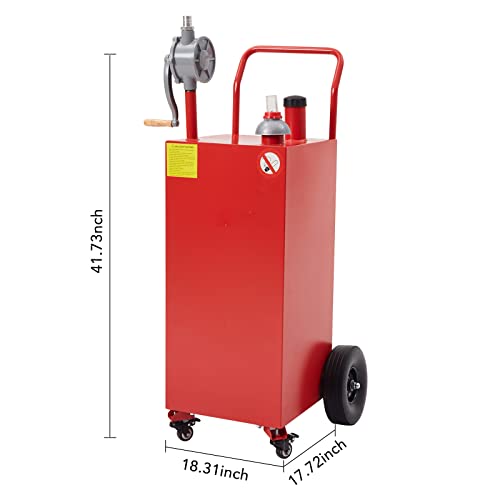 30 Gallon Gas Caddy - Portable Fuel Tank with Pump and Wheels Portable Fuel Storage Tank Gasoline Diesel Fuel for Car, Lawnmower, ATV, Boat, Motorcycle