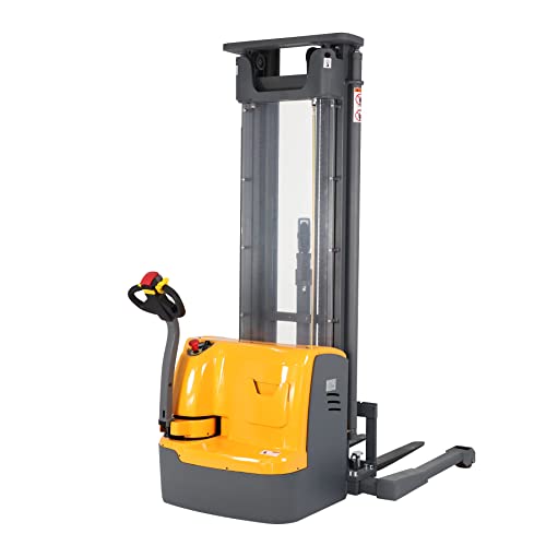 APOLLOLIFT Fully Powered Drive and Lift Electric Stacker with Straddle Legs 3300 lbs Capacity 220“ Lift Height, Adjustable Forks Material Lift