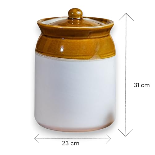 Image of Big 10kg ceramic jar for Kitchen Storage - 10 L Martban Container for Pickles, Chutneys & Sauces (10000 ml)