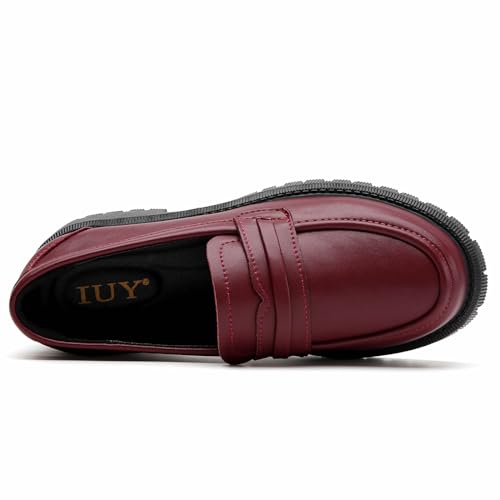 Women's Leather Loafers: Chunky Platform, Classic Round Toe, Comfort for Work