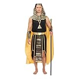 JAZGROM Pharaoh Costume Men Deluxe Halloween Egyptian Costumes King Tut Adult Role Play Cosplay