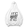 Cocila Men'S And Women'S It Is What English Letter Printed Pattern Hoodie Thin Sweatshirts For Men (White, M) White Oversized Gym Mens Xxl Christmas Junmers Hoodies Zip Up Hooded Tops Uk #3