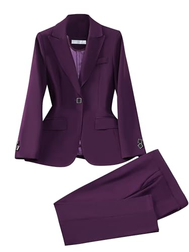 Women Pant Suit Office Ladies Female Business Work Wear 2 Piece Set Formal Blazer Jacket and Trouser - Main Image
