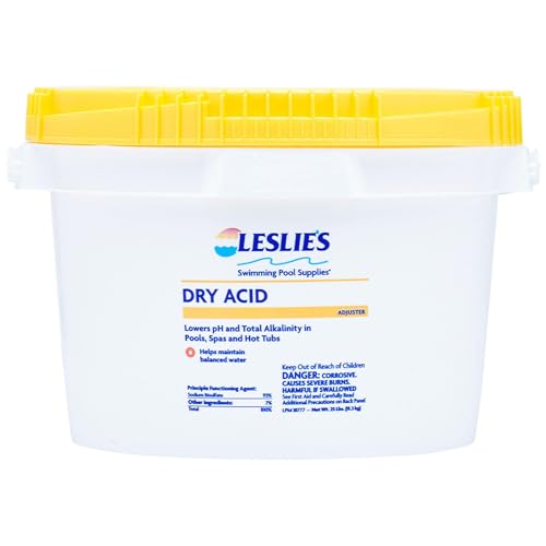 Leslies Dry Acid pH Down for Swimming Pools Spas and Hot Tubs - Reduces pH and Total Alkalinity Levels - Safe On All Surfaces - 25 Pounds