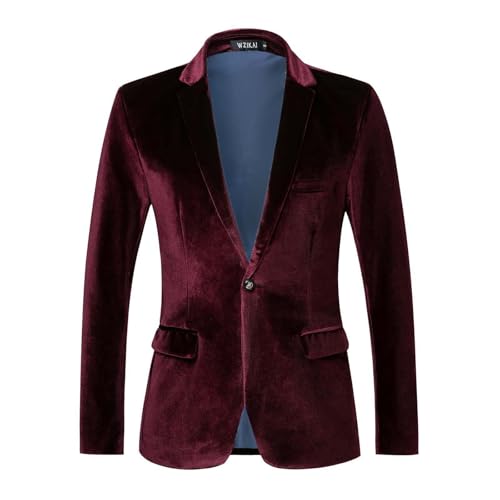 Beokeuioe Blazer de terciopelo para hombre, chaqueta para hombre, corte regular, traje de boda, informal, chaqueta de traje, chaqueta de negocios, chaqueta de manga larga, chaqueta deportiva, moderna,