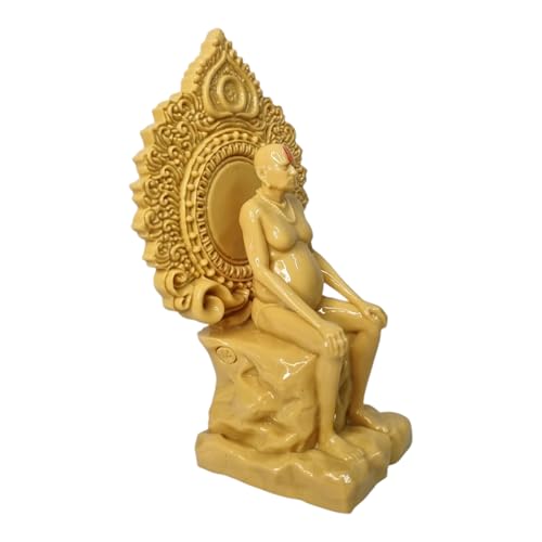 Image of KariGhar Resin Swami Samarth Idol with Stone Singhasan,Perfect for Car Dashboard and Home Temple and Office and Decoration, in of White Color and 5 Inch Size.