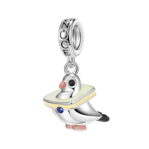 Image of GNOCE Owl Pendant Bead Charm With Bracelet S925 Sterling Silver Guarding You 18k Gold Plated Charm with CZ Fit for Bracelet /Necklace Charm Gifts for Animal Lover