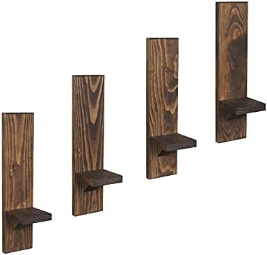 Local Beavers Decorative Wall Holders and Candle Sconces, Wooden Wall Mounted Hanging Shelves - Set of 4 (Golden Oak/Brown)