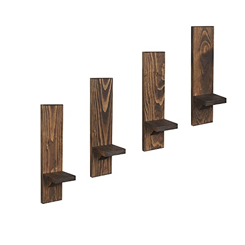Local Beavers Decorative Wall Holders And Candle Sconces, Wooden Wall Mounted Hanging Shelves - Set Of 4 (Golden Oak/Brown) #TOP13