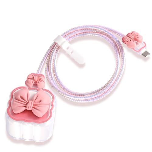 LONGFITE �[�d��P�[�X�J�o�[ iPhone 40W USB-C�A�_�v�^�[�Ή� ���킢���s���N�̒����� �[�d�P�[�u�� �v���e�N�^�[ �A�N�Z�T���[�Z�b�g iPhone 17/16/15 Pro/Max�AMacBook Air 13/13.6/15�p
