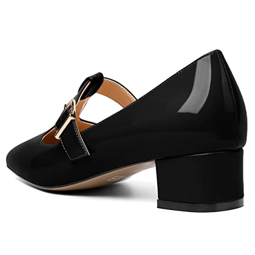 Zamikoo Women's Block Heel Mary Jane Pumps, Chunky Low Block Heels, Square Toe T-Strap Pumps Dress Shoes 1.5 Inches For Wedding Party Office Black Us Size 8.5 #TOP4