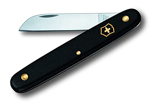 Victorinox Navaja para flores, Cuchillo jardinería, Profesionales, Hoja recta, negro