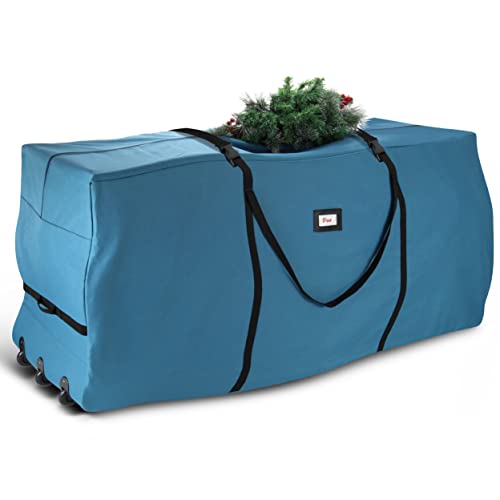 Image of Hearth & Harbor 9 ft Rolling Christmas Tree Storage Bag - Artificial Christmas Tree Bag with Reinforced Handles, Dual Zipper, Wide Opening and Wheels - Storage Container for Trees and Decorations