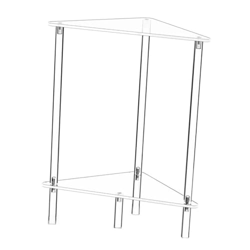 Estante esquinero acrílico de 2 niveles que ahorra espacio para baño y entrada, cuidado de la piel para tocador y mesa, 11.8 x 11.8 x 19.7 pulgadas, moderno Sto Solut