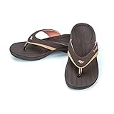 Powerstep Women’s Fusion Flip-Flop Sandals – Orthotic Sandal with Built-In Arch Support for Plantar Fasciitis and Flat Feet,brown,Women's Size 8 Regular US