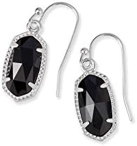Kendra Scott Lee Drop Earrings for Women, Fashion Jewelry, Rhodium-Plated, Black Opaque Glass