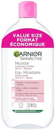 Garnier - Eau micellaire, Nettoyant doux et hydratant pour le visage & Démaquillant, Convient aux peaux sensibles, Végétalien, Sans cruauté envers les animaux, Sans parfum, 700 ml