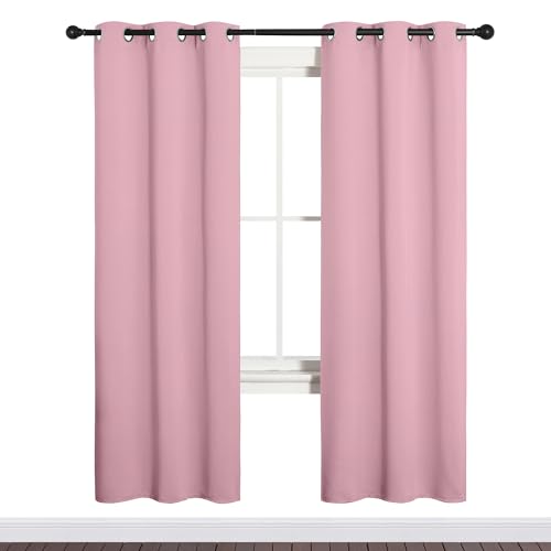 Image of NICETOWN Bedroom Curtain Panels Blackout Draperies, Thermal Insulated Solid Grommet Blackout Curtains /Drapes (Crystal Pink, 1 Pair, 34 by 72-inch)
