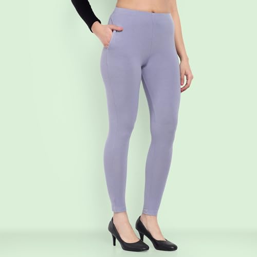 Image of ONE SKY Women Full Length Leggings | Cotton Modal Spandex Blend | High Waist Stretchable & Bio-Washed Fabric | Colour-Lock Technology | Comfortable Leggings for Women