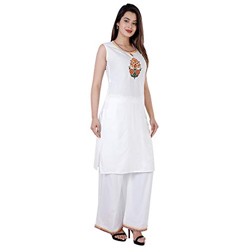 Image of Kurta and Plazo Set Rayon Embroidered