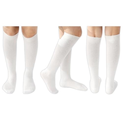5 Pairs Children/Kids Girls Knee High Plain School Cotton Rich Socks