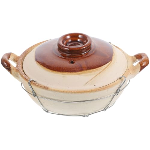 IMIKEYA Cacerola Pequeña de Barro con Asa para Cocinar, Capacidad 0.5l, Tecnología de Moldeado Monobloque y Resistente a Altas Temperaturas para Uso Doméstico Estilo Varios estilos