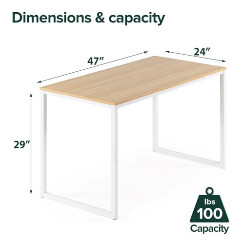 Image of Zinus Jennifer Desk Table 160x61x73 cm - Metal and Wood Office Desk - Multipurpose table - Natural Brown and White