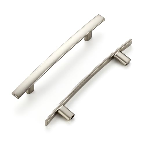 Image of Ravinte 5 Pack Cabinet Handles Brushed Nickel Cabinet Pulls Kitchen Cabinet Handles,Curved Drawer Pulls in 6-1 /4 Inch Length with 4 Inch Hole Center Arch Kitchen Cabinet Hardware
