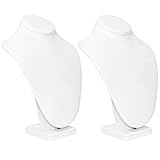 Mooca 2 Pcs Large Necklace Chain Jewelry Bust Display Holder Stand, Necklaces Display necklace mannequin, Necklace Bust, Jewelry Bust Stand 11 1/4' H, White Leatherette