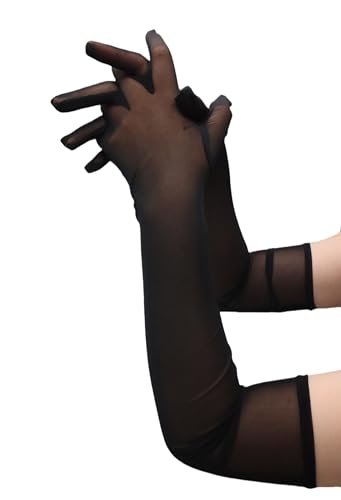 ATHX Women's Mesh Tulle Sheer Stretch Long Gloves Costume 20s Opera Tea Party Bridal Wedding Formal Prom Gloves Accessories2