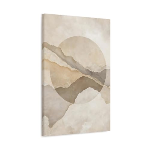 Toile abstraite beige pour habiller un grand mur vide de salon