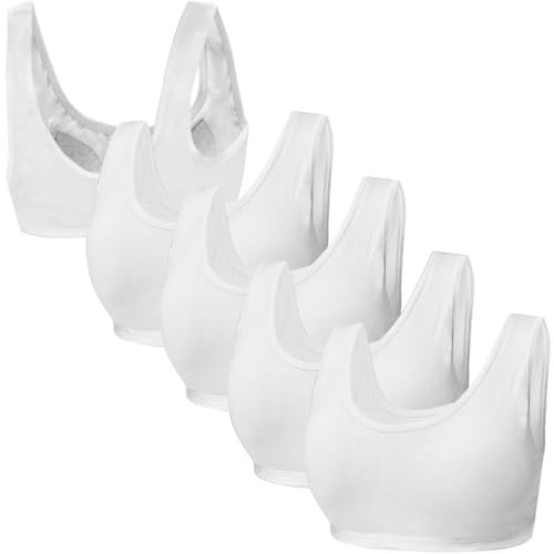 Sunvivid Teen Girls Sports Bras Cotton Wireless Underwear with All-in-one Pads Middle School High School Training Bralettes Puberty Adolescente Crop Tops for 8-16