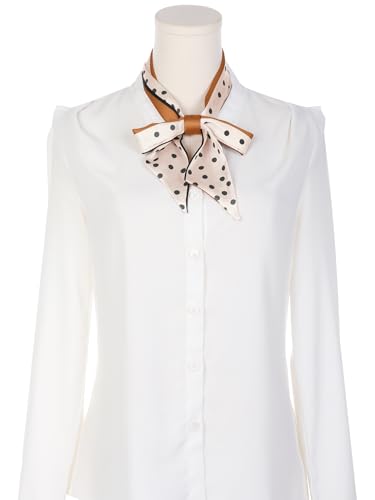 Women Polka Dots Striped Skinny Long Scarves, Satin Silky Neck Scarf Neckerchief Ribbon Hair Band2