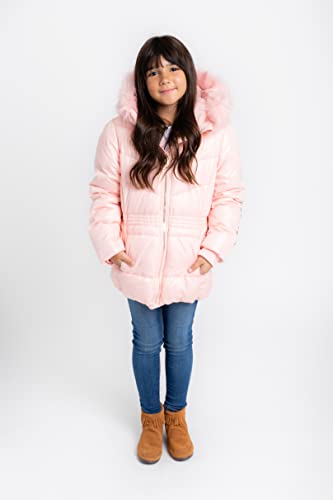 Image of Juicy Couture Girls Coat, Faux Fur Hooded Winter Jacket, Warm Padded Parka Hoodie, Kids Heavyweight Winter Coat