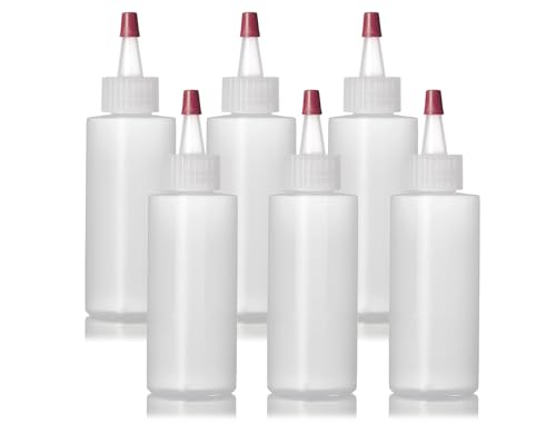 ljdeals 2 oz Plastic Bottles with Yorker Caps, Squeezable, Refillable containers, perfect for condiments, hair color, shampoo, lotions, creams... Packs of 6, BPA-free, TSA travel size, made in the USA