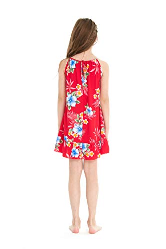 Girl Hawaiian Round Neck Dress in Hibiscus2