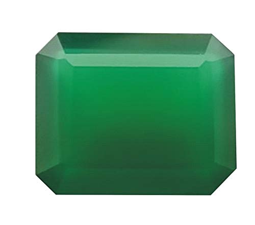 Pierre précieuse vert onyx certifiée de forme rectangulaire, gemme de haute joaillerie