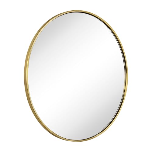 Image of TEHOME Round Gold 36 inch, Brushed Brass Gold Wall Mirror for Bathroom Vanity,Bedroom & Entryway