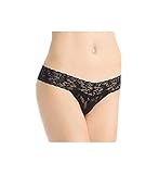 hanky panky Women's Petite Signature Lace Low Rise White Thongs One Size, Black